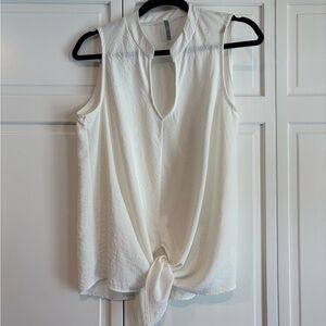 Jolt Ivory Sleeveless Blouse with Front Tie